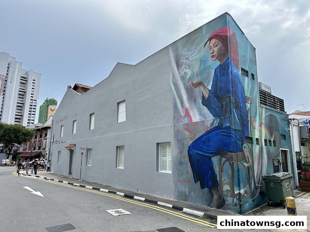 Mural Samsui Lady with Cigarette