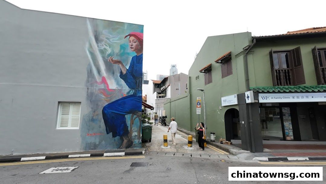 Mural Samsui Lady with Cigarette