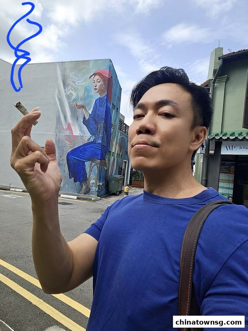 Mural Samsui Lady with Cigarette