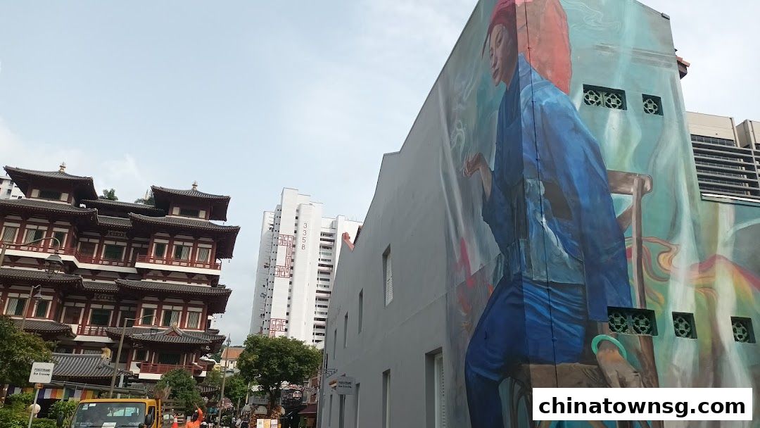 Mural Samsui Lady with Cigarette