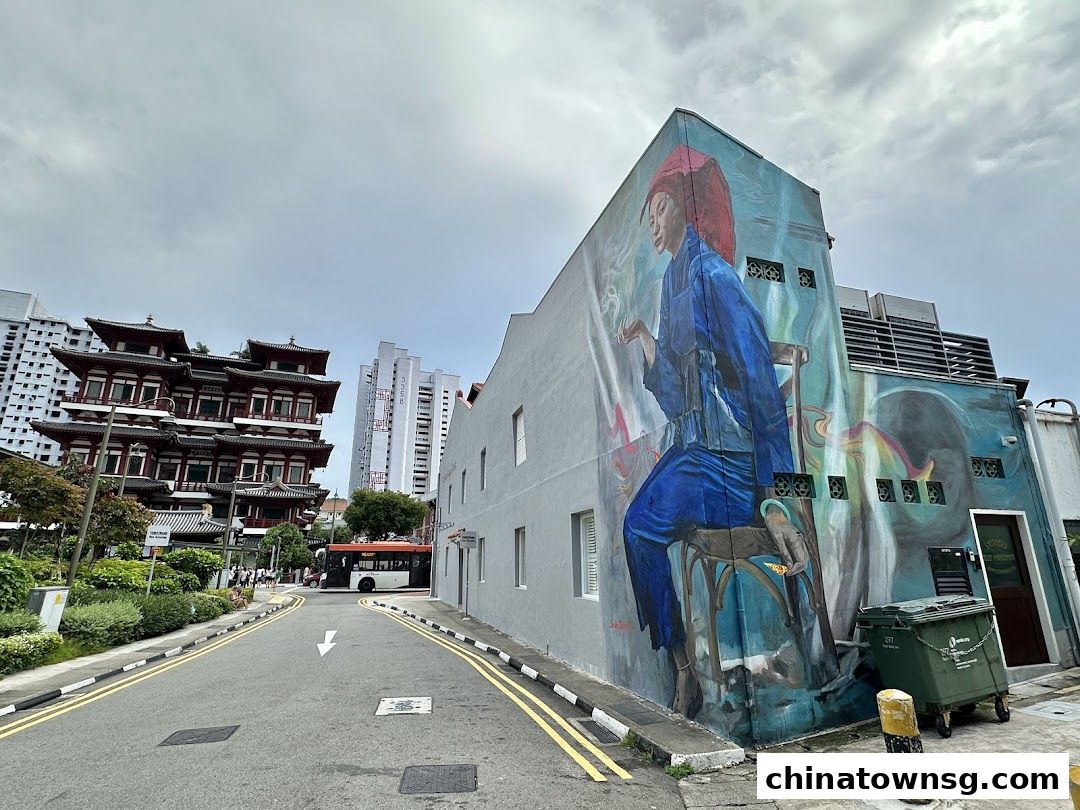 Mural Samsui Lady with Cigarette