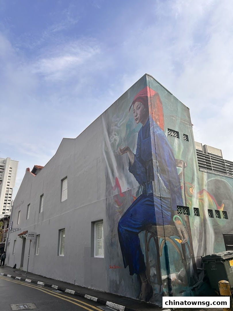 Mural Samsui Lady with Cigarette