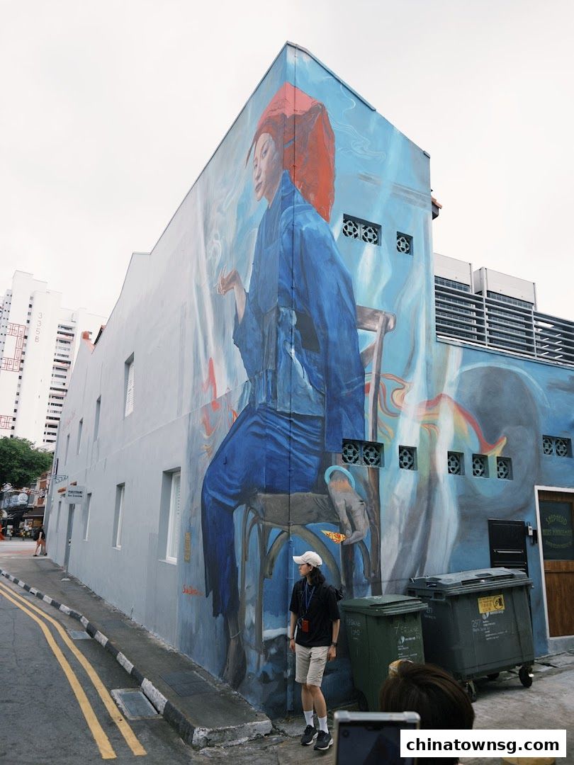 Mural Samsui Lady with Cigarette