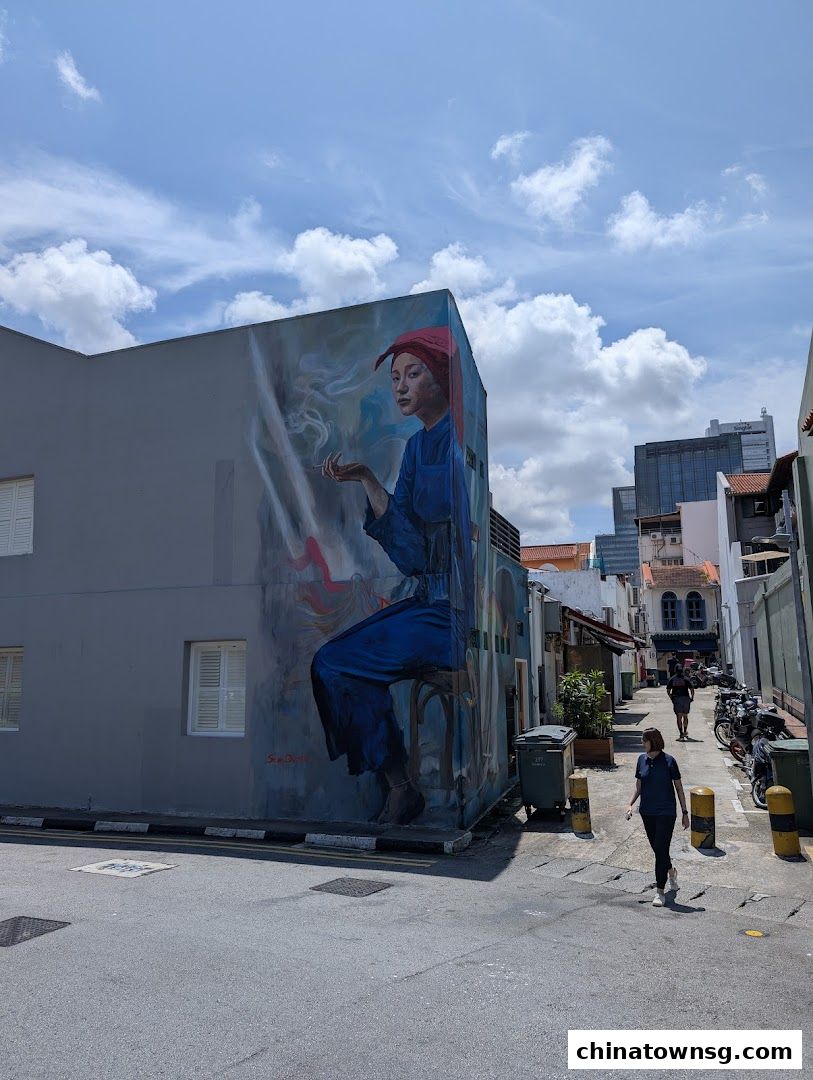 Mural Samsui Lady with Cigarette