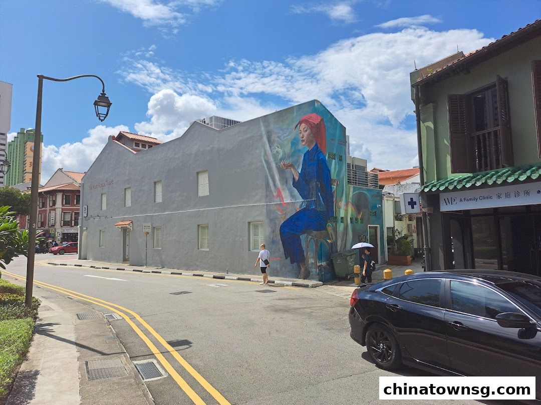 Mural Samsui Lady with Cigarette