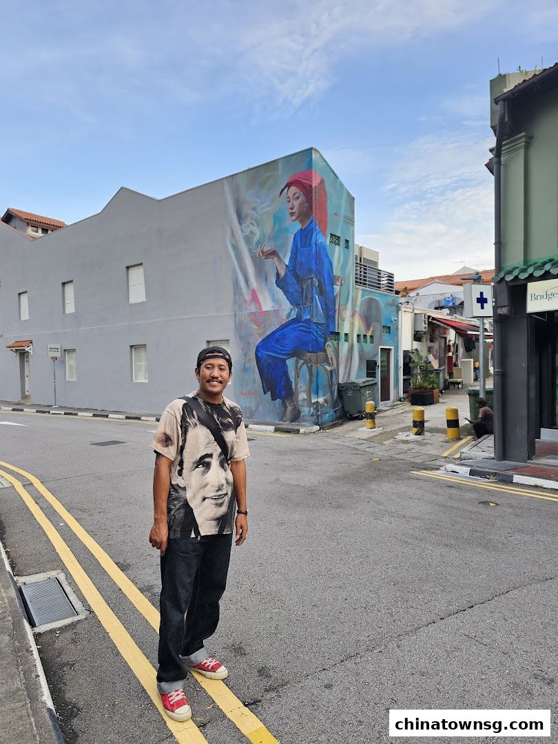 Mural Samsui Lady with Cigarette