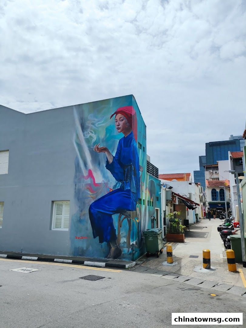 Mural Samsui Lady with Cigarette