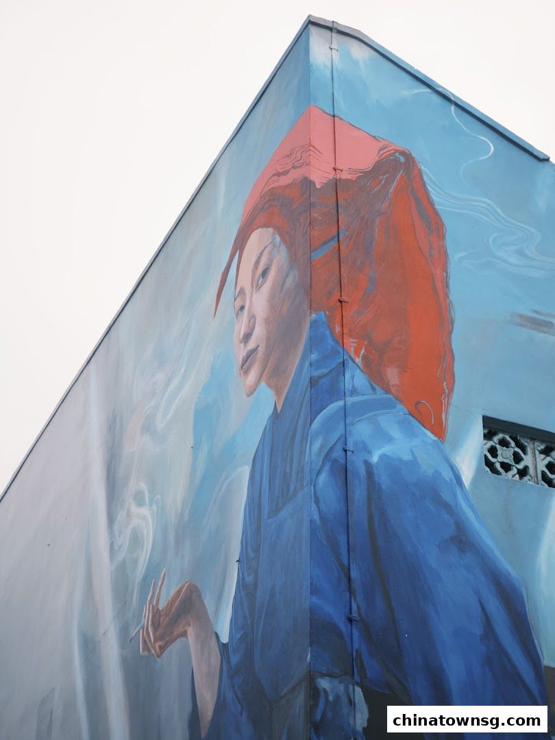 Mural Samsui Lady with Cigarette