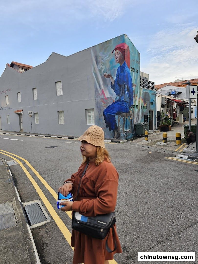 Mural Samsui Lady with Cigarette