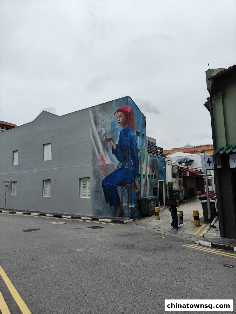 Mural Samsui Lady with Cigarette