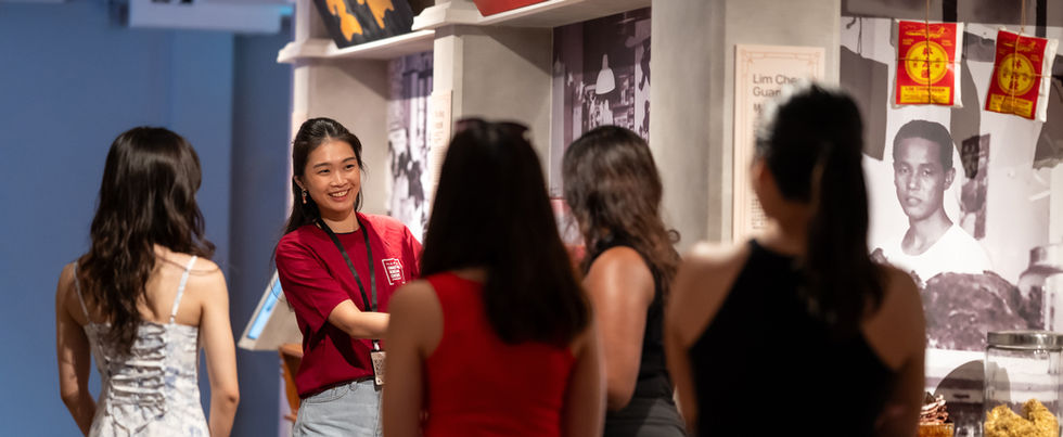Character-led tour setting inside a 1950s Chinatown shophouse at the Heritage Centre