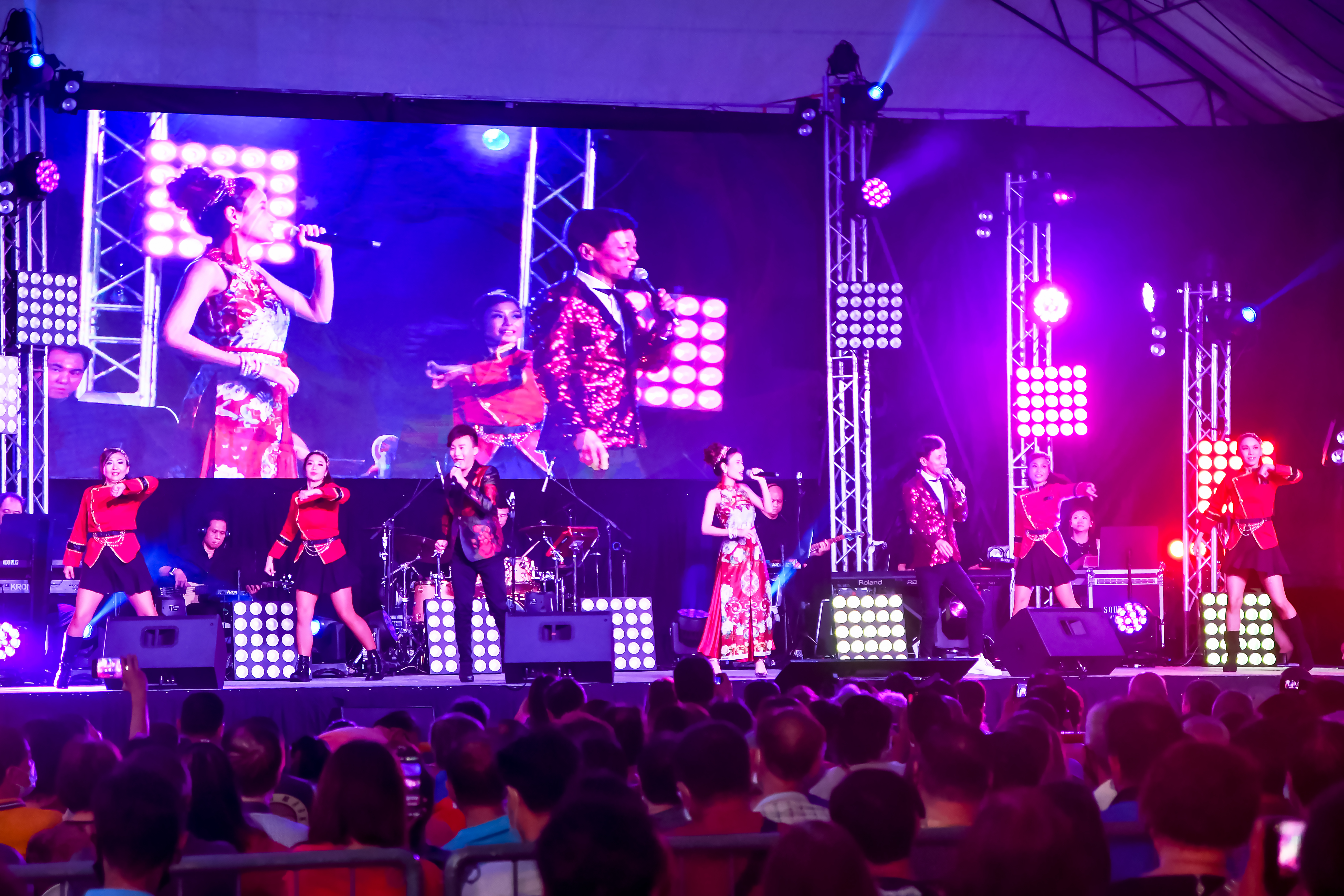 Getai stage performance during Hungry Ghost Festival in Singapore