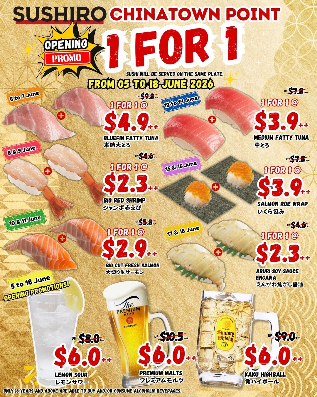 SUSHIRO opening promotion sushi and sashimi plates